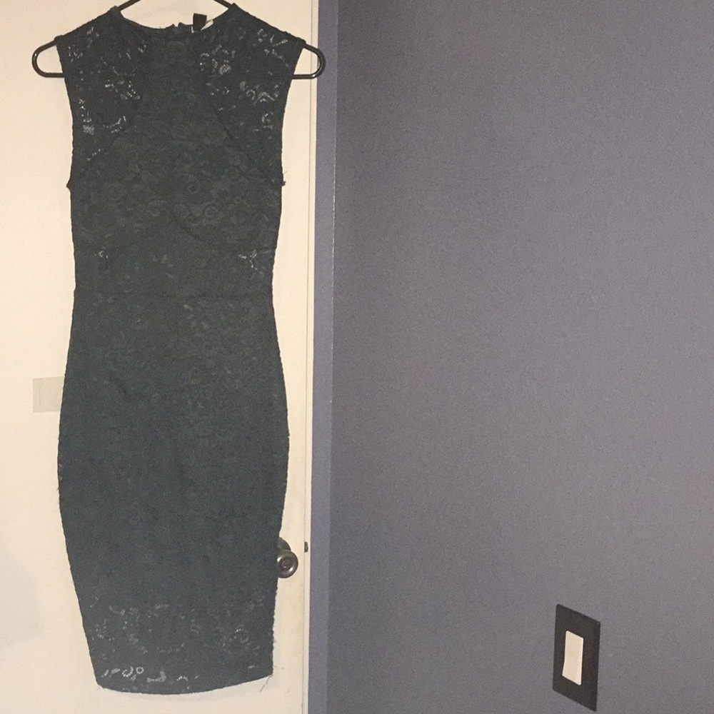 Forest green lace dress